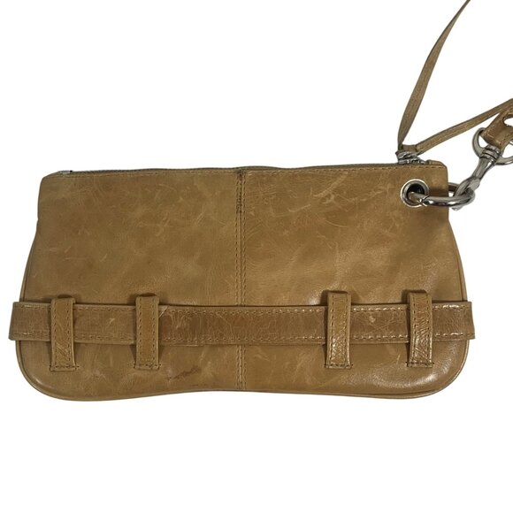 LATICO USA Camel Tan Leather Top Zip Tassel Women's Wristlet Clutch Bag - Picture 2 of 9